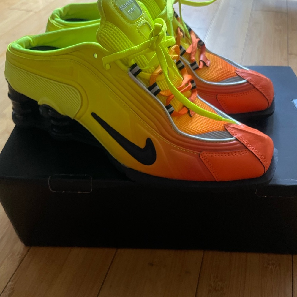 Martine Rose x Nike Shox R4 safety orange sneaker
